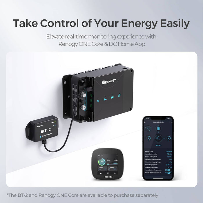 Renogy DCC30S 12V 30A Dual Input DC-DC On-Board Battery Charger with MPPT with Renogy ONE Core