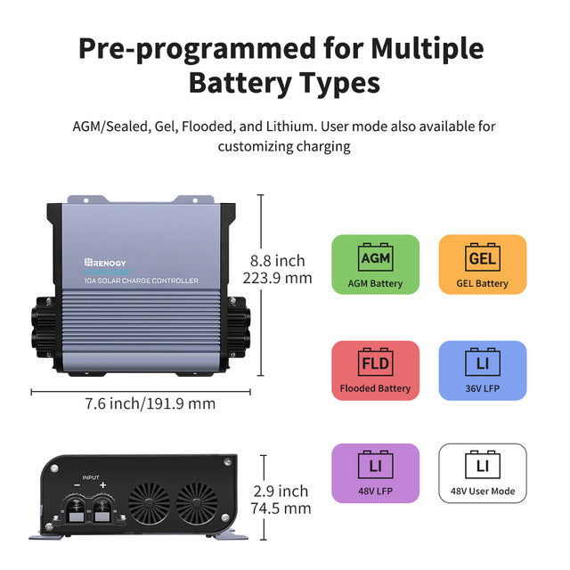 Renogy 36V/48V Rover Boost 10A MPPT Solar Charge Controller