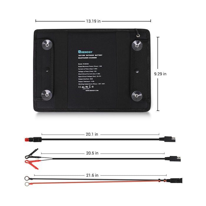 Renogy 10W Solar Battery Trickle Charger Maintainer