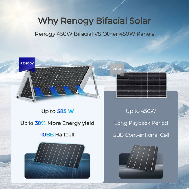 Renogy 2PCS Bifacial 450 Watt Monocrystalline Solar Panel