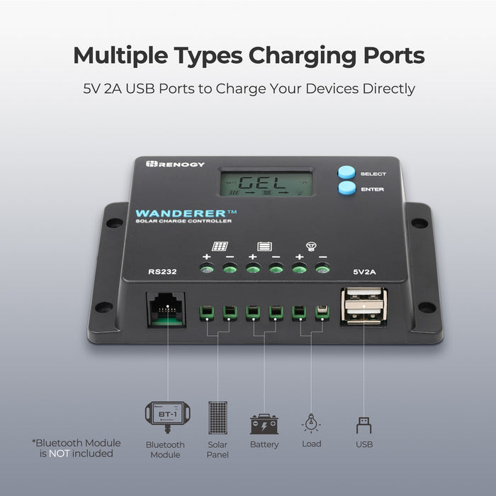 Renogy Wanderer 10A PWM Charge Controller with BT1