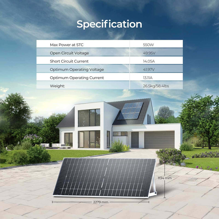 Renogy 2PCS Bifacial 550 Watt Monocrystalline Solar Panel