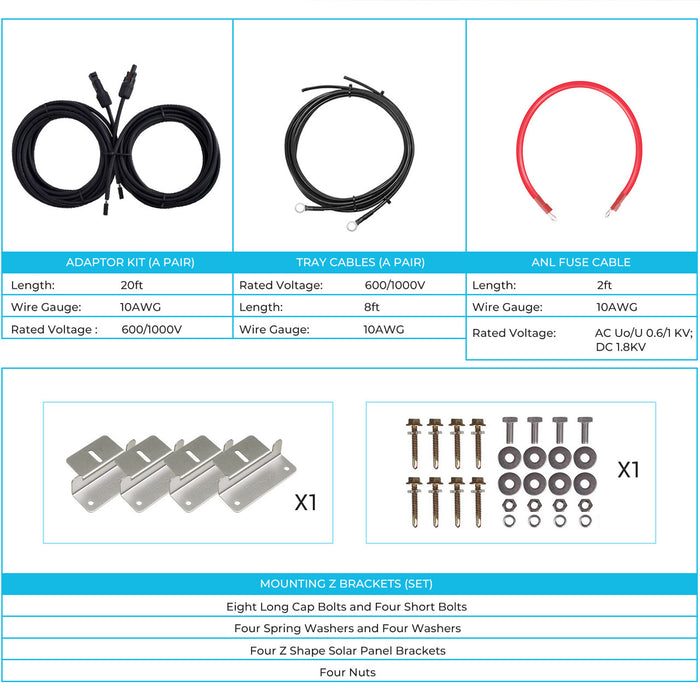 New 100 Watt 12 Volt Solar Premium Kit