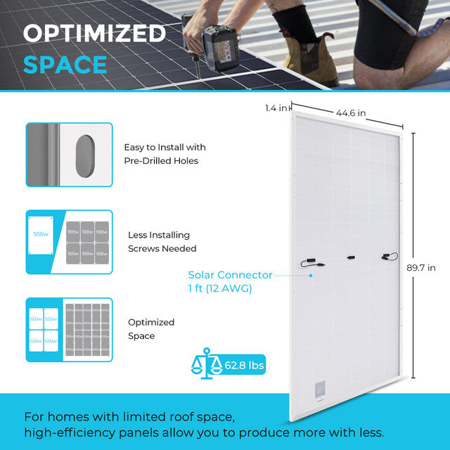 Renogy 2pcs 550 Watt Monocrystalline Solar Panel