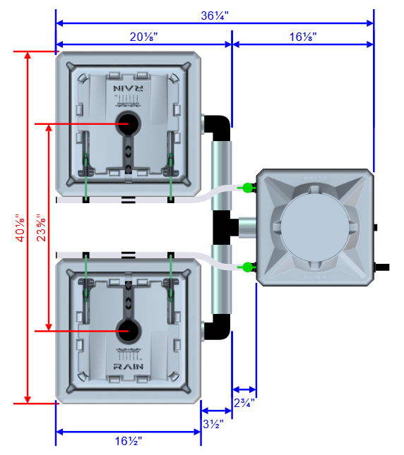 Alien Hydroponics RAIN 2 Pot 2 Row Kit