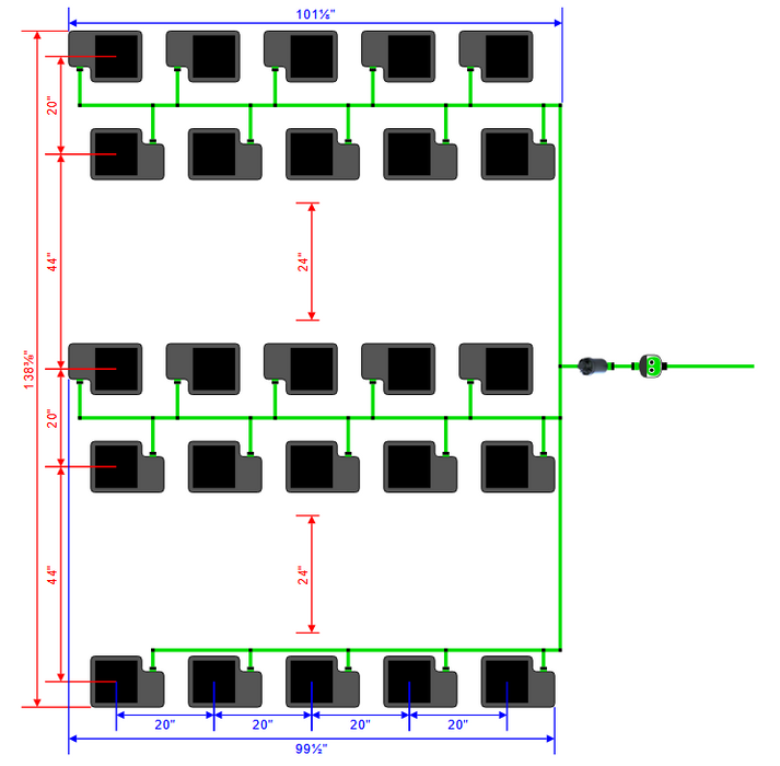 Alien Hydroponics EasyFeed 25 Pot 5 Row Kit