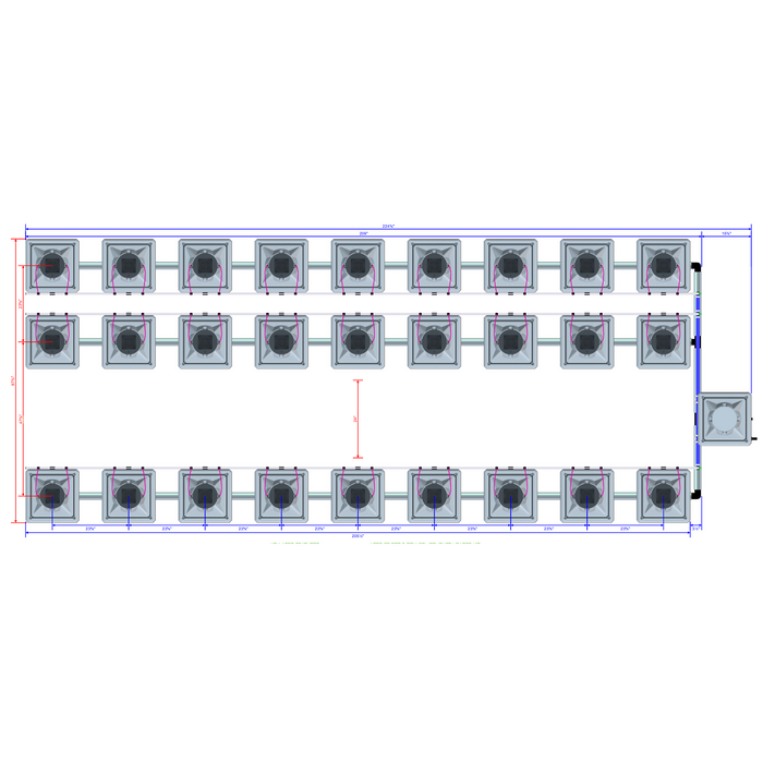 Alien Hydroponics AERO 30 Pot 3 Row Kit