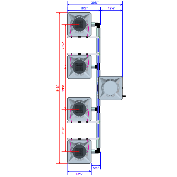 Alien Hydroponics AERO 4 Pot 4 Row Kit