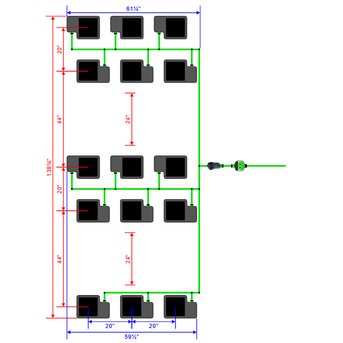 Alien Hydroponics EasyFeed 15 Pot 5 Row Kit