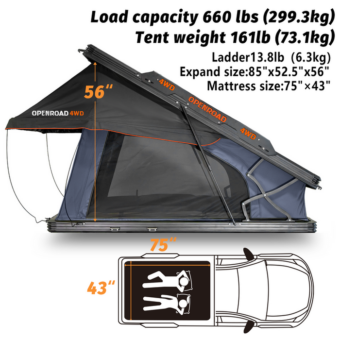 tent ok opende OPENROAD Aluminum Hard Shell Best Roof Top Tent-PeakRoof LT Series — Ironclad Sentry