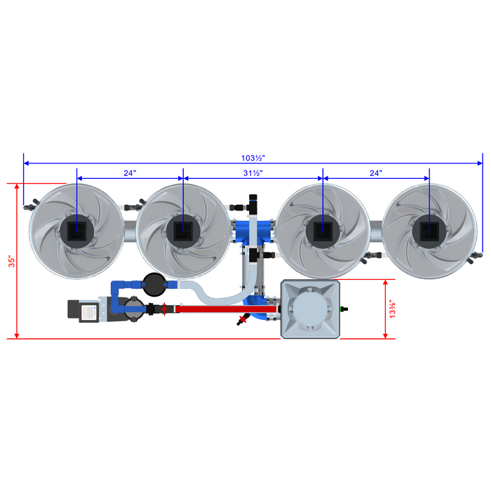 Alien Hydroponics V-SYSTEM 4 Pot 1 Row Kit