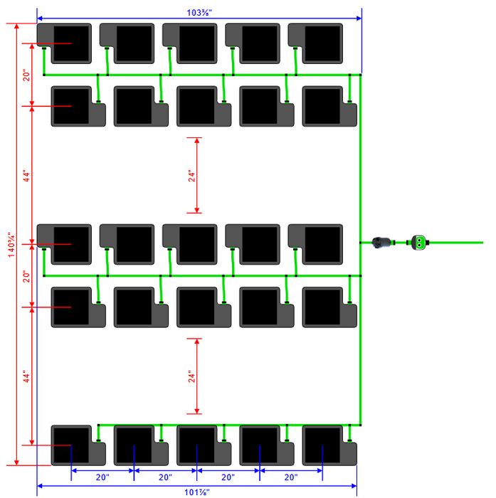 Alien Hydroponics EasyFeed 25 Pot 5 Row Kit