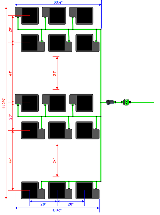 Alien Hydroponics EasyFeed 15 Pot 5 Row Kit