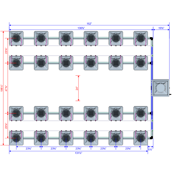 Alien Hydroponics AERO 24 Pot 4 Row Kit