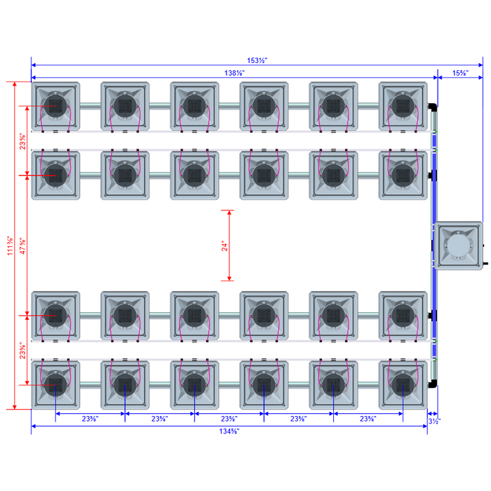 Alien Hydroponics AERO 24 Pot 4 Row Kit