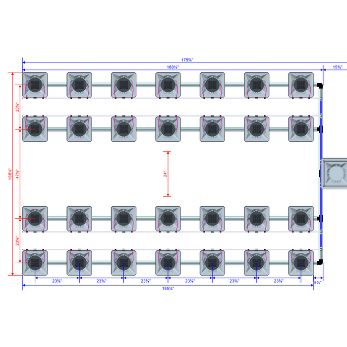 Alien Hydroponics AERO 28 Pot 4 Row Kit