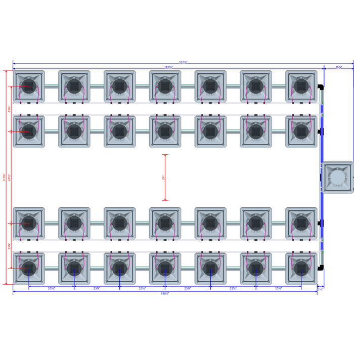 Alien Hydroponics AERO 28 Pot 4 Row Kit