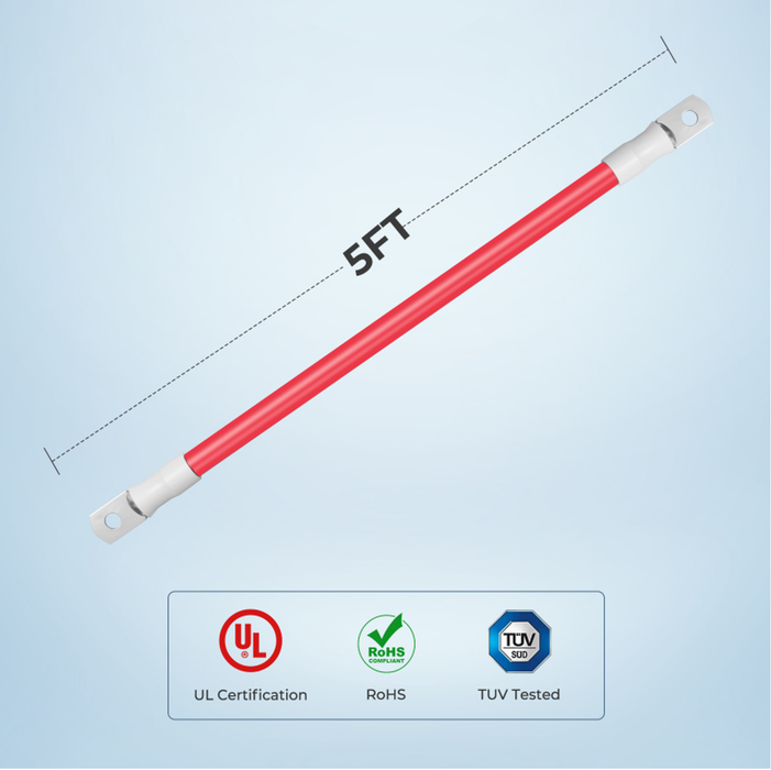 Renogy 5ft ANL Fuse Cable with Double Ring Terminals for 5/16 in Lugs