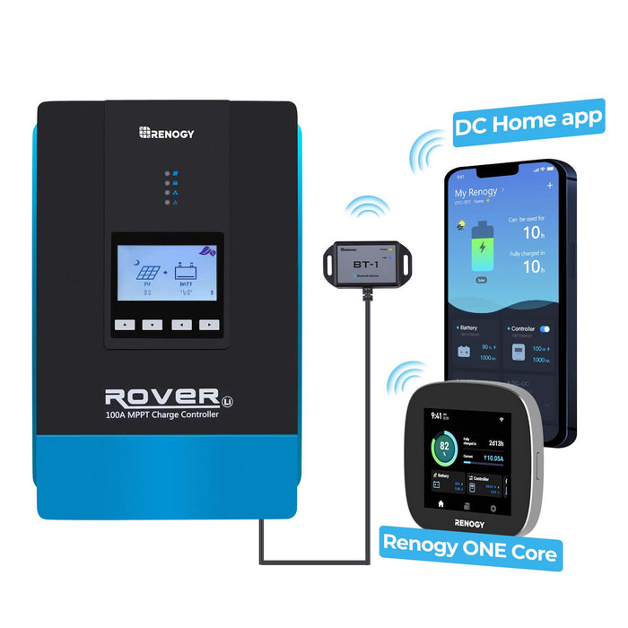 Renogy Rover 100 Amp MPPT Solar Charge Controller & BT-1 & Renogy ONE Core