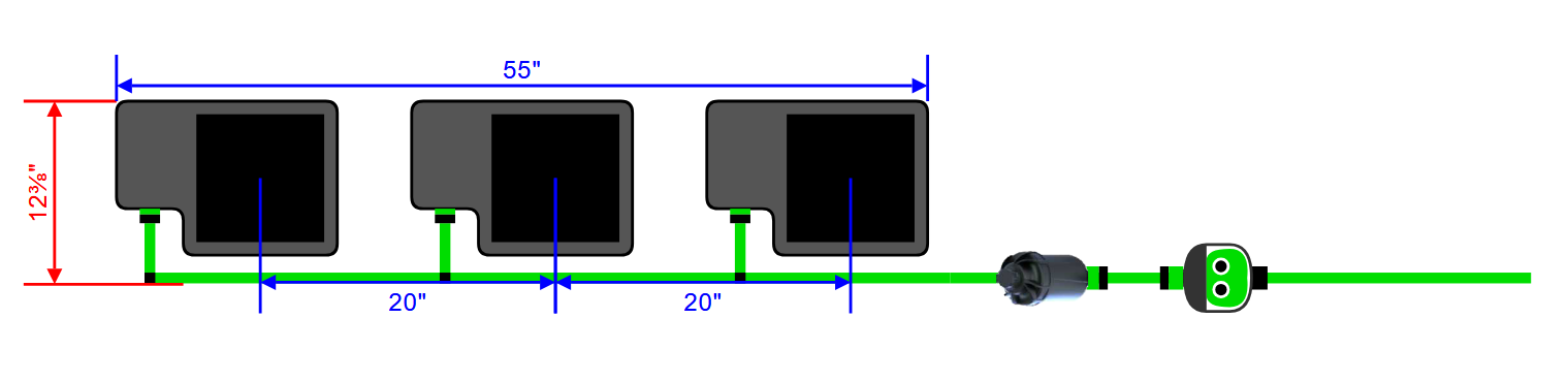 Alien Hydroponics EasyFeed 3 Pot 1 Row Kit