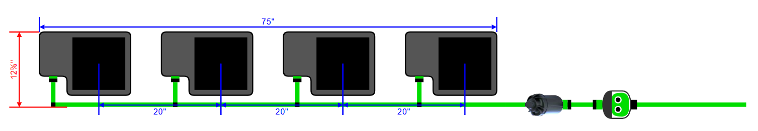 Alien Hydroponics EasyFeed 4 Pot 1 Row Kit