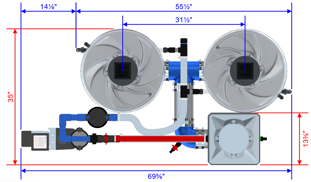 Alien Hydroponics V-SYSTEM 2 Pot 1 Row Kit