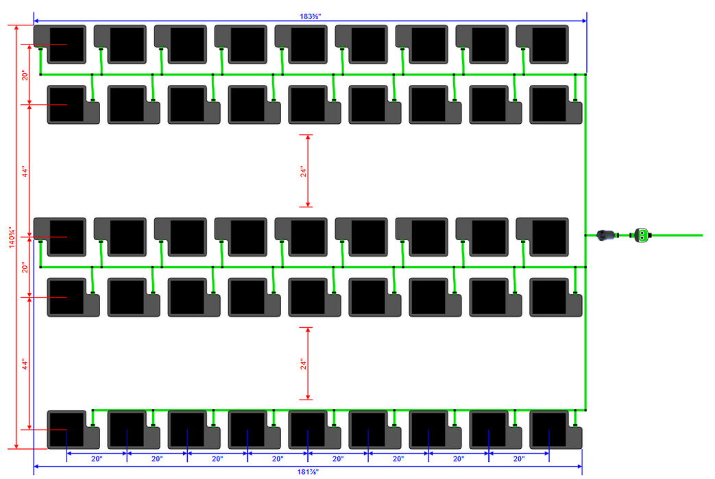 Alien Hydroponics EasyFeed 45 Pot 5 Row Kit