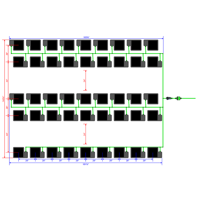 Alien Hydroponics EasyFeed 45 Pot 5 Row Kit