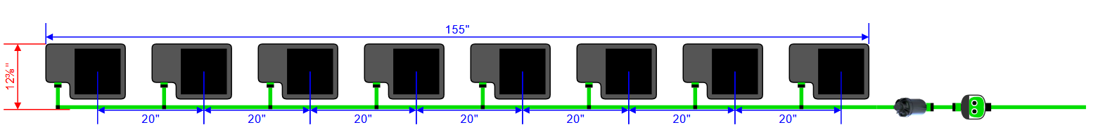 Alien Hydroponics EasyFeed 8 Pot 1 Row Kit