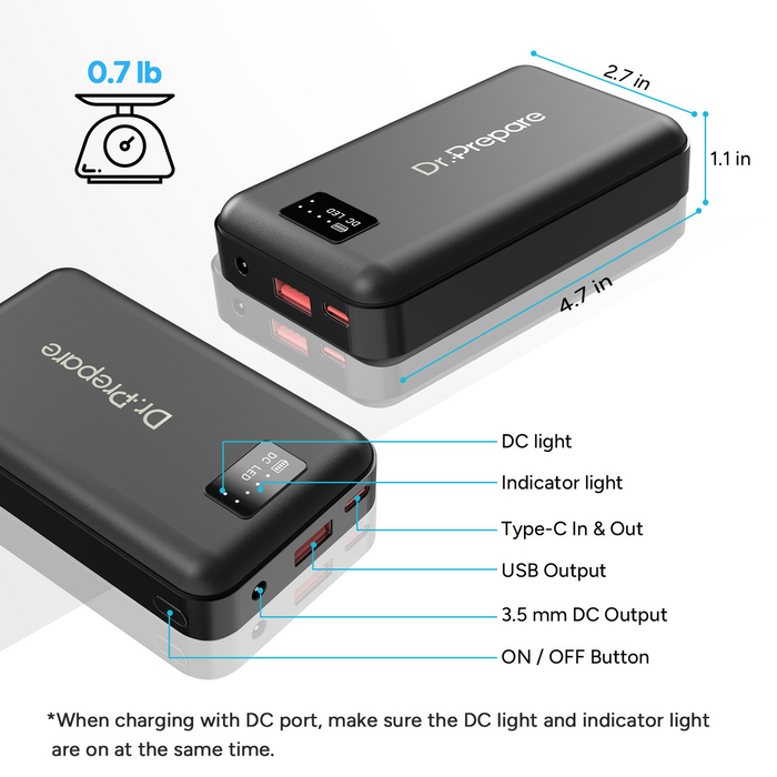 Renogy Dr. Prepare 16000mAh Portable Battery Fast-Charging Power Bank for Heated Vest