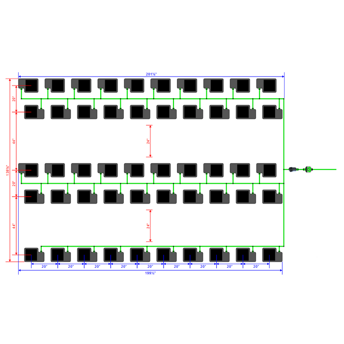 Alien Hydroponics EasyFeed 50 Pot 5 Row Kit