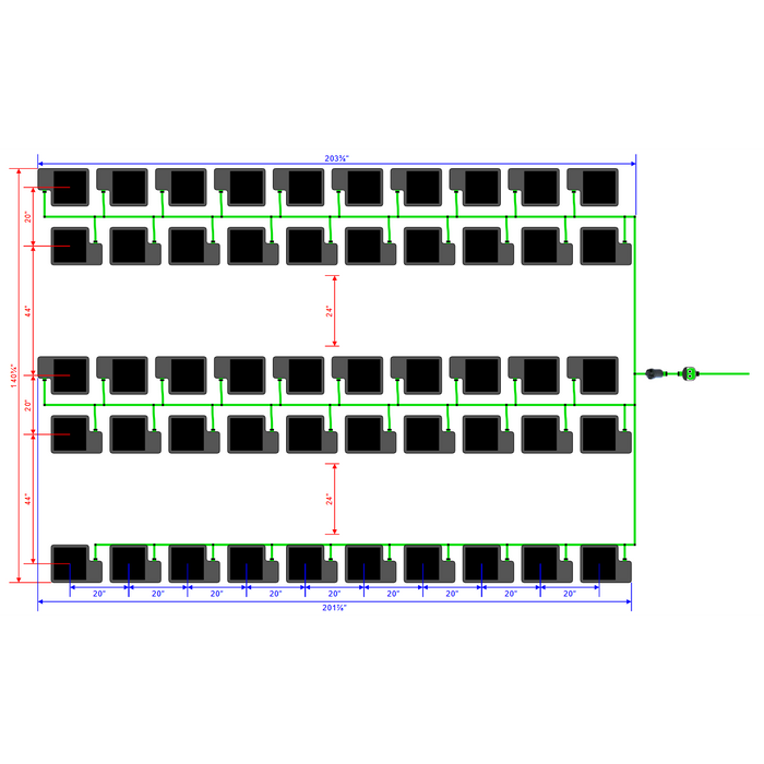 Alien Hydroponics EasyFeed 50 Pot 5 Row Kit