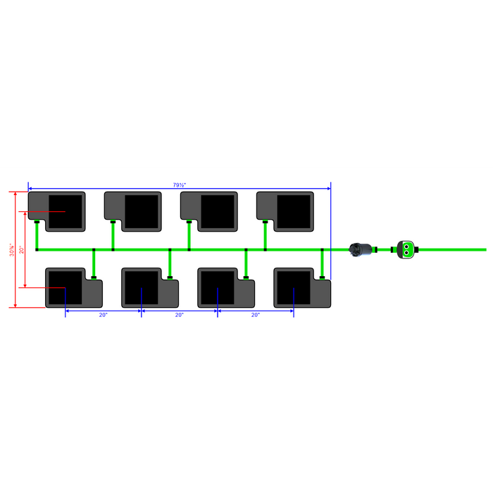 Alien Hydroponics EasyFeed 8 Pot 2 Row Kit
