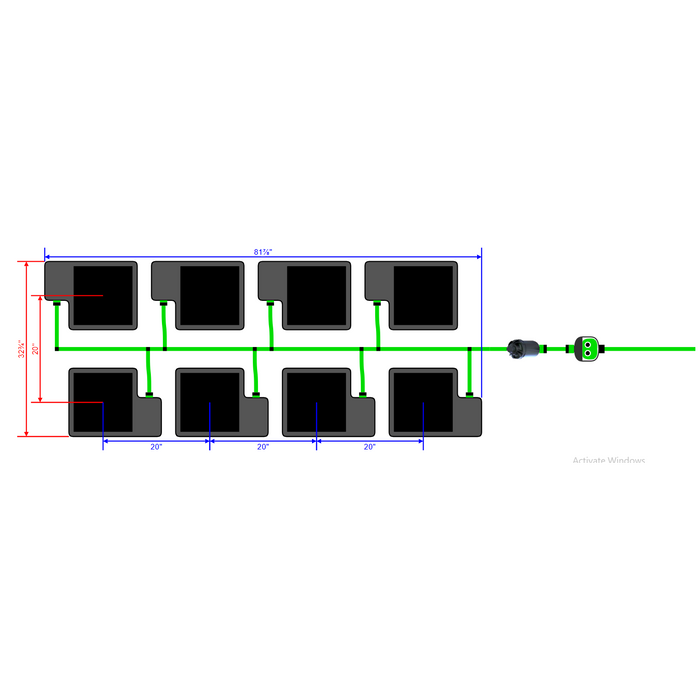 Alien Hydroponics EasyFeed 8 Pot 2 Row Kit