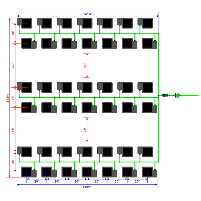 Alien Hydroponics EasyFeed 42 Pot 6 Row Kit