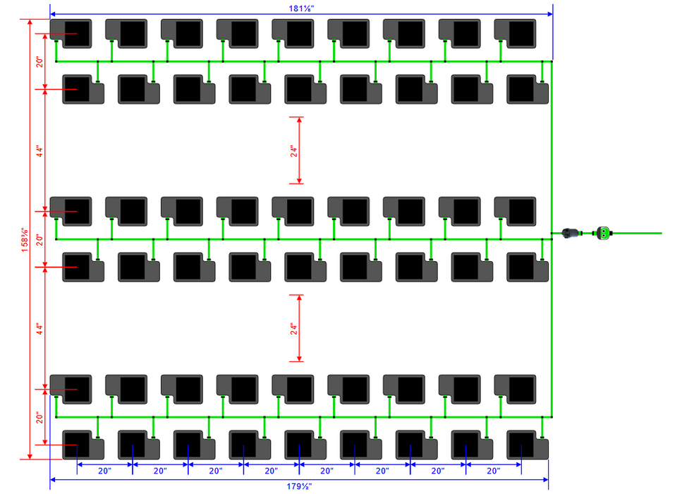 Alien Hydroponics EasyFeed 54 Pot 6 Row Kit