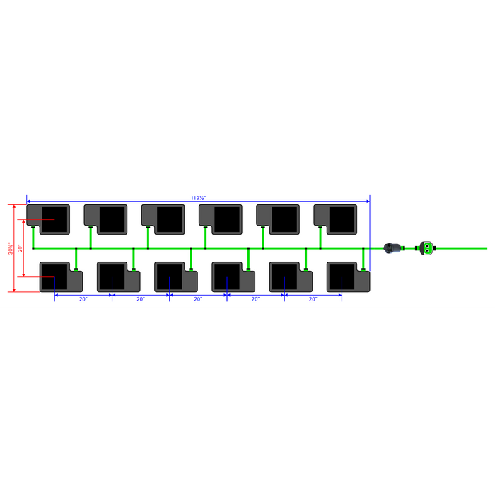 Alien Hydroponics EasyFeed 12 Pot 2 Row Kit