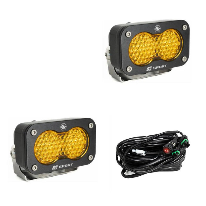Leitner Designs BAJA DESIGNS - S2 Sport Black LED Auxiliary Light Pod Pair - Work/Scene - AMBER