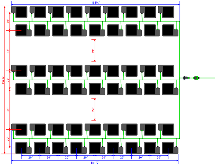 Alien Hydroponics EasyFeed 54 Pot 6 Row Kit