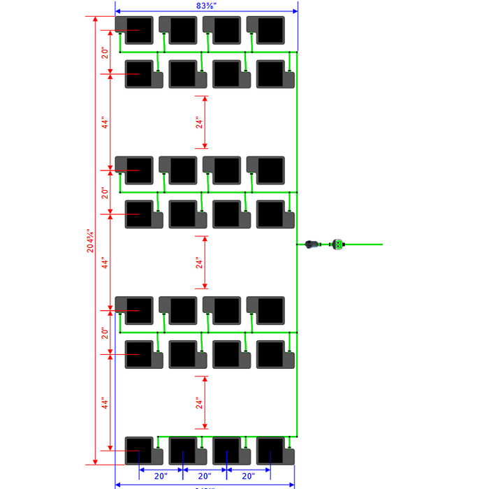 Alien Hydroponics EasyFeed 28 Pot 7 Row Kit