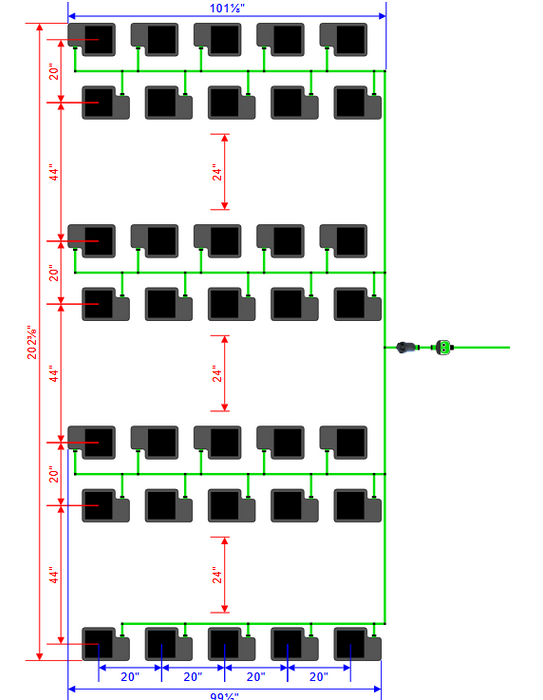 Alien Hydroponics EasyFeed 35 Pot 7 Row Kit