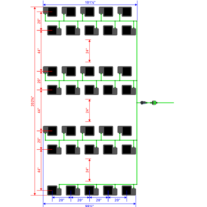 Alien Hydroponics EasyFeed 35 Pot 7 Row Kit