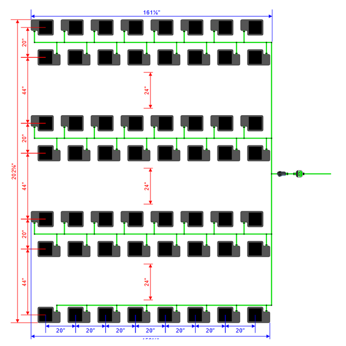 Alien Hydroponics EasyFeed 56 Pot 7 Row Kit