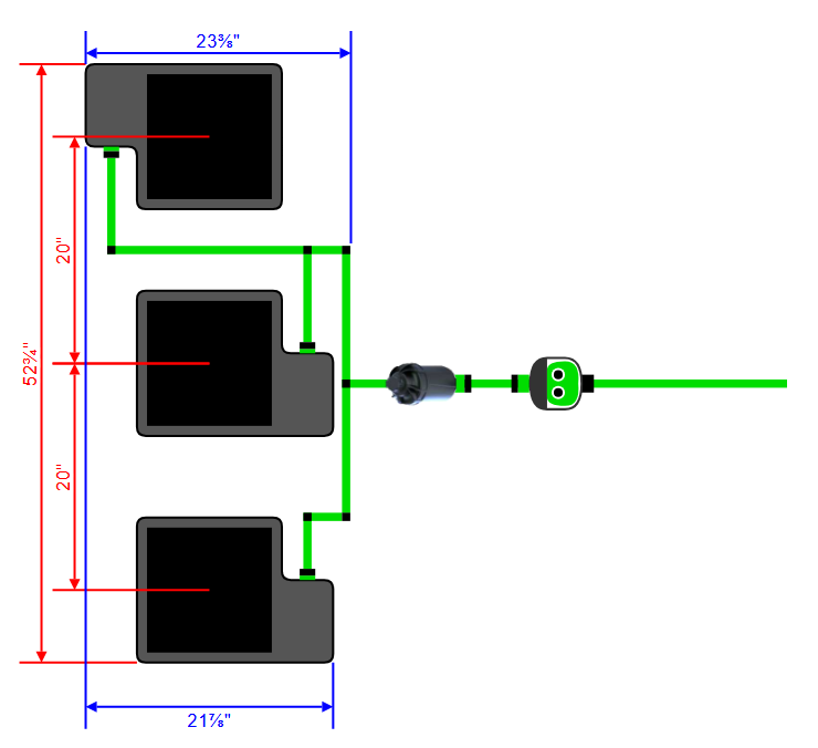 Alien Hydroponics EasyFeed 3 Pot 3 Row Kit