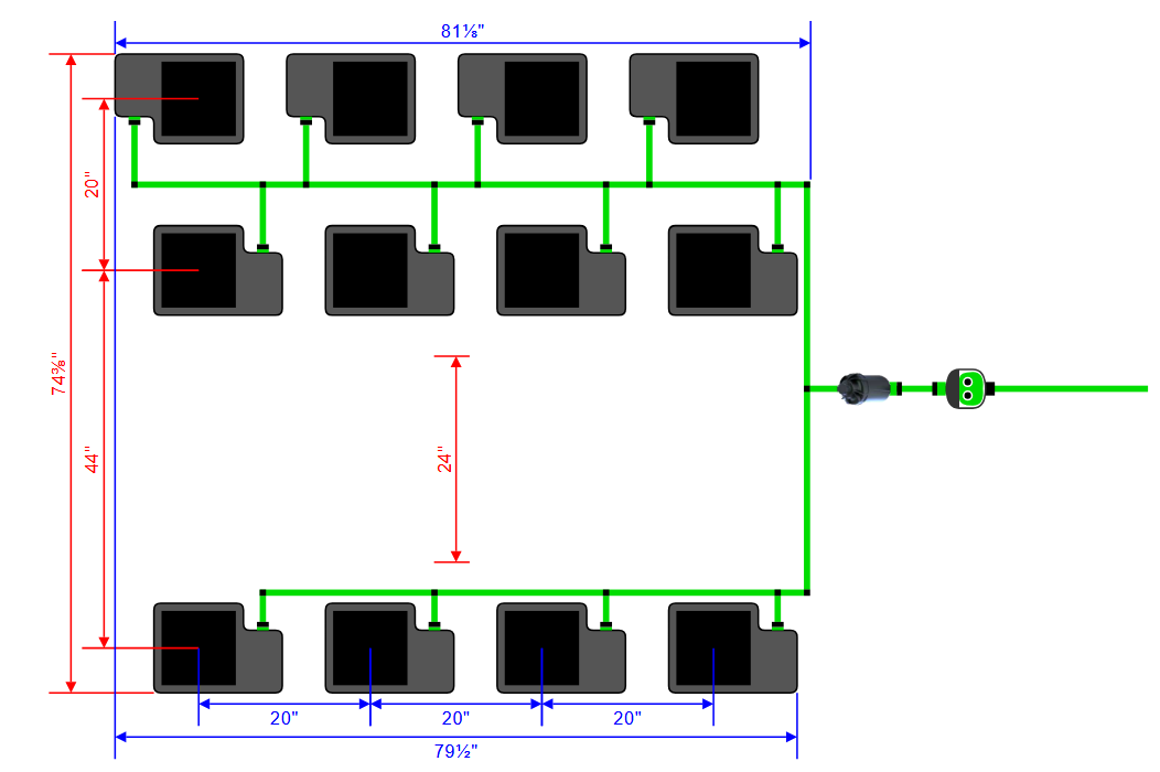 Alien Hydroponics EasyFeed 12 Pot 3 Row Kit