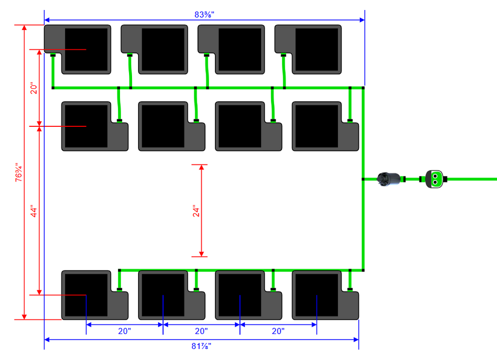 Alien Hydroponics EasyFeed 12 Pot 3 Row Kit