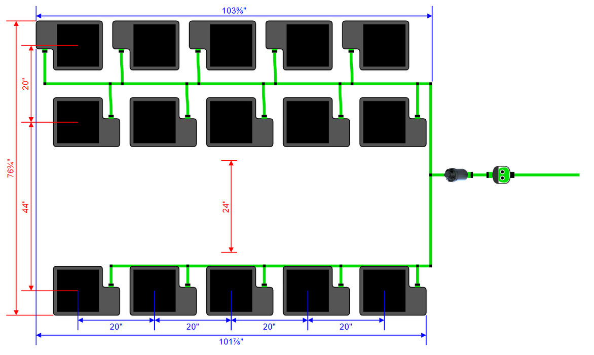 Alien Hydroponics EasyFeed 15 Pot 3 Row Kit