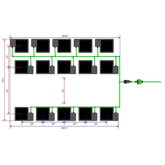 Alien Hydroponics EasyFeed 15 Pot 3 Row Kit