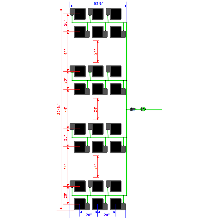 Alien Hydroponics EasyFeed 24 Pot 8 Row Kit