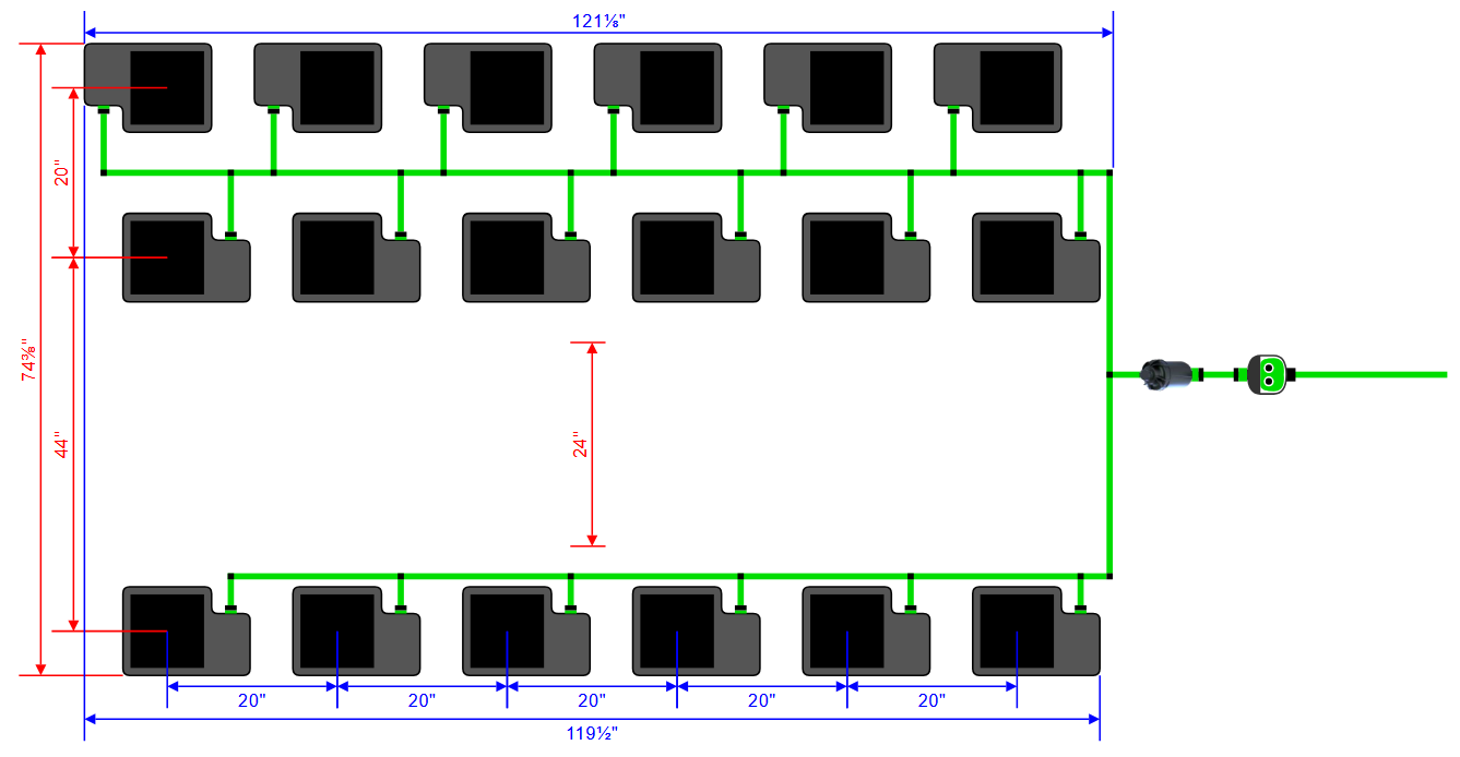 Alien Hydroponics EasyFeed 18 Pot 3 Row Kit